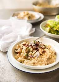 When the wine has been absorbed, add 750ml (1 1⁄4pt) of the chicken stock. Chicken And Mushroom Risotto Recipetin Eats