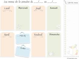Menus De La Semaine A Imprimer Plannings Vierges Pdf Modeles De Menu Menu Semaine Planificateur Repas