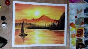 Landscape Easy Poster Colour Painting This Art Idea Simple landscape scenery drawing for beginners | easy waterfall scenery drawing with color this topics included :