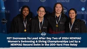 MIT Increases its Lead After Day Two of 2024 NEWMAC Women's Swimming &  Diving Championships Led by a NEWMAC Record Swim in the 200-Yard Free Relay 