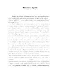 Romania in timpul monarhiei a creat o armata de 50.000 de soldati din tarani si au eliberat tara de sub suzeranitate otomana. Referat Monarhia Vs Republica