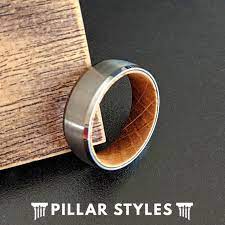 Beveled Whiskey Barrel Ring Mens Wedding Band Wood Ring Wood Etsy Rings Mens Wedding Bands Tungsten Wedding Bands Mens Wedding Bands Tungsten