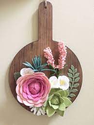 Rustic Wood Decor Felt Flower Wall Decor Wall Hanging Ready To Ship Felt Flowers Flower Wall Decor Flower Crafts