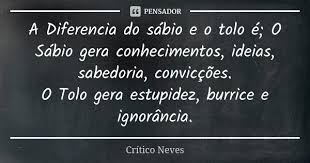 A Diferencia Do Sabio E O Tolo E O Critico Neves