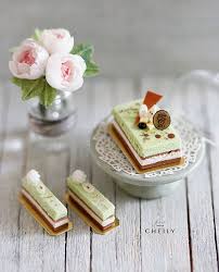 Dollhouse Miniature Dessert Green Tea Opera Cake Set 3 Etsy Miniature Food Miniature Dollhouse Food Miniatures