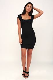 Near Or Far Black Ribbed Short Sleeve Bodycon Dress Bodycon Dress With Sleeves Dresses Bodycon Dress