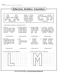 Translate Reflection Rotation Alphabet Reflection Math Translations Math Geometry Worksheets
