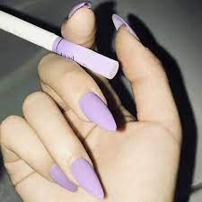 Acrylic nails are a quick way to get the long nails you've always wanted, but they're a commitment. Amazon Com Chicque Purple False Nails Matte Full Cover Long Stiletto Fake Nails Punk Party Press On Nail For Women And Girls 24pcs Beauty