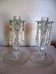 Notice how the prisms vary in height where they attach to the luster for a unique alternating effect. Vintage Square Crystal Bobeche Candles Holders Karibu Travels Collectibles