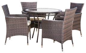 Gdf Studio 5 Piece Clementine Outdoor Multibrown Wicker Dining Set Tropical Outdoor Dining Sets By Gdfstudio Wicker Dining Set Furniture Fireplace Set