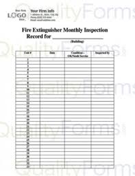 A brief fire extinguisher inspection checklist form designed for monthly evaluation of fire extinguishers. Forms