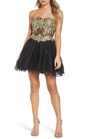 Blondie Nites Applique Strapless Fit Flare Dress Nordstrom Rack