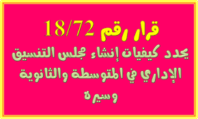 دورة الاتصال الفعال في العمل. Ù‚Ø±Ø§Ø± Ø±Ù‚Ù… 72 Ù…Ø¤Ø±Ø® ÙÙŠ 28 Ø´ÙˆØ§Ù„ 1438 Ø§Ù„Ù…ÙˆØ§ÙÙ‚ Ù„Ù€ 12 Ø¬ÙˆÙŠÙ„ÙŠØ© 2018 ÙŠØ­Ø¯Ø¯ ÙƒÙŠÙÙŠØ§Øª Ø¥Ù†Ø´Ø§Ø¡ Ù…Ø¬Ù„Ø³ Ø§Ù„ØªÙ†Ø³ÙŠÙ‚ Ø§Ù„Ø¥Ø¯Ø§Ø±ÙŠ ÙÙŠ Ø§Ù„Ù…ØªÙˆØ³Ø·Ø© ÙˆØ§Ù„Ø«Ø§Ù†ÙˆÙŠØ© ÙˆØ³ÙŠØ±Ù‡