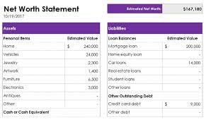 Net Worth Statement Template Excel Statement Template Net Worth Templates