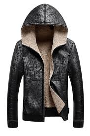 Ericdress Plain Hooded Cashmere Lining Zipper Mens Leather Jacket Leather Jacket With Hood Business Casual Men Leather Jacket Men
