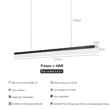 Add the length and width measurements of the room together, and your answer equals the right size diameter your chandelier should be. Linear Bar Led Tube Chandelier Office Front Desk Ceiling Hanging Lamp Dining Room Studio Warehouse Markets Led Lighting Fixtures Chandeliers Aliexpress