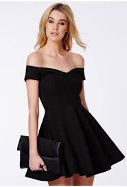 Maybe you would like to learn more about one of these? Missguided Satyra Bardot Skater Dress Robe Soiree Noire Robe Cocktail Chic Robes Courtes