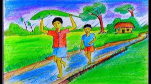 How To Draw Rainy Season In Village Easy Scenary Drawing For Kids Rainy Day Drawing Drawing For Kids Drawing Competition Please subscribe my channel to get more video.