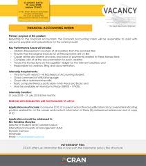 Maybe you would like to learn more about one of these? Cran A Twitteren Good Morning Financial Accounting Intern Logistics Intern Closing Date Friday 15 June 2018 Cran Ict Regulator Vacancy Internship Note Ium Students Kindly Address Your Documents To Mrs Hendrina