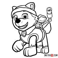 How To Draw Everest Paw Patrol Step By Step Drawing Tutorials In 2020 Everest Paw Patrol Paw Patrol Cartoon Paw Drawing