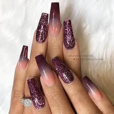 #naildesignsjournal #nails #nailart #naildesigns #coffins #coffinnails. Theglitternail Get Inspired On Instagram Dark Burgundy Ombre With Glitter On Long Coffin Nai Coffin Nails Designs Coffin Nails Long Beautiful Nails