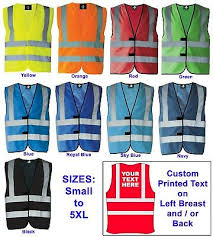 Smartsign, my safety labels, my hard hat stickers Personalised Custom Printed Hi Viz Safety Vest Hi Vis Vest Waistcoat 9 Colours Ebay