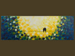 Love Birds On A Wire Painting Original Modern Abstract Heavy Texture Impasto Acrylic Painting Landscape Love Birds On Wire Wall Decor Whispering V By Qi Painting Abstract Paintings I Love