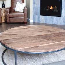 Orbit coffee table, steel frame and verdigris copper top, by lara bohinc. Large Round Wood Coffee Table Wood Top Steel Frame Free Shipping Jw Atlas Wood Co Round Wood Coffee Table Coffee Table Reclaimed Wood Coffee Table