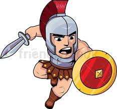 The undersurface of a foot or shoe; Roman Soldier Attacking With Sword Cartoon Vector Clipart Friendlystock