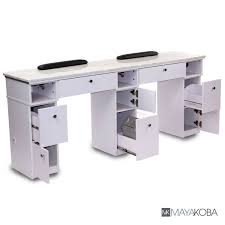 Find your manicure table easily amongst the 80 products from the leading brands (fiapp manicure table with nail polish expo, shelves in glass,frame in white prelaminated.nail dust collector and. Mayakoba Sonoma Double Manicure Table With Vent Pipes Nail Station For Beauty Salon Furniture Equipment Marble Top Modern White Silver Walmart Com Walmart Com