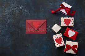 As with western gift giving, red envelopes are a way to bring your nearest and dearest closer to you during the most important time of the year. Red Envelope Gifts And Hearts On Classic Blue Background Stock Image Image Of Letter Happy 166166549