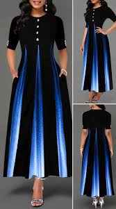 Button Detail Gradient Half Sleeve Maxi Dress In 2020 Maxi Dress With Sleeves Classy Dress Outfits Beautiful Dress Designs