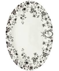 Black And White Floral Dinnerware White Flower Oval Plate Miss Blackbirdy Oval Plates Plates Accessories Design