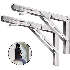 Mounting accessories are essential hardware for shelving installations. Amazon Com Folding Shelf Brackets 20 Inch 2pcs Heavy Duty Stainless Steel Collapsible Shelf Bracket Wall Mounted Diy Triangle Brackets For Table Work Bench Space Saving Max Load 500 Lb Home Improvement