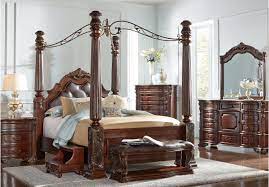 Southampton Walnut 6 Pc King Canopy Bedroom Bedroom Sets Dark Wood Canopy Bedroom Sets King Bedroom Sets King Size Bedroom Furniture Sets