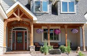 This porch post looks stunning without a complex decoration theme. 80 Elegant Wooden And Stone Front Porch Ideas Porch Remodel Front Porch Design Porch Design