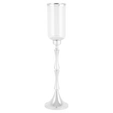 Glass candle holder has a twisted stem with a flat base. Tall Standing Hurricane Candle Holders