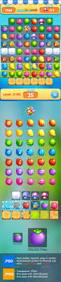 All Items Needed For Match 3 Game In Fruits Style 7 Different Fruits With Normal Bomb Vertical And Horizonta Match 3 Games Match Three Games Game Assets