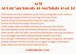 Check spelling or type a new query. Arti Perkata Surat Al Maidah Ayat 32 Beserta Tulisan Arab Latin