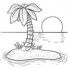 14559457 Doodle Style Tropical Or Deserted Island With Palm Tree And Sunset In Vector Format Jpg 400 400 Beach Coloring Pages Beach Drawing Palm Tree Drawing