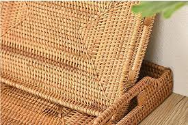 The open weave allows for the content to become part of the look. Hand Woven Rattan Serving Tray With Handles For Breakfast Drinks Snack For Dining Coffee Table 14 5 Inch 37 Cm Rectangular Buy Online At Best Price In Uae Amazon Ae