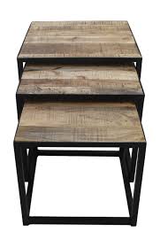 Crown mark audra 3 piece cocktail table set. 3 Piece Square Coffee Table Set Set Of 3 Mango Wood Iron Coffee Side Tables Henk Schram Meubelen