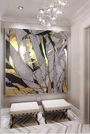 Original Gold Leaf Painting Large Abstract Painting Gray Etsy Large Abstract Painting Gold Abstract Painting Abstract Painting Acrylic