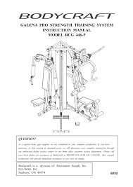 Galena Pro Strength Training System Instruction Manual