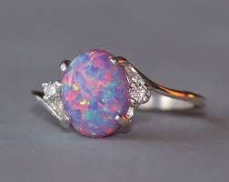 Rare Purple Fire Opal Cz Gemstone Ringlab Created Purple Opal Etsy Fashion Rings Gemstone Rings Womens Engagement Rings