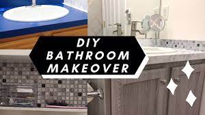 This video will show you how to contact paper your counters and cabinets for a renter friendly bathroom. Diy Bathroom Makeover Contact Paper How To