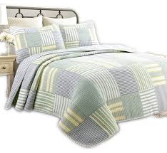 Shop vintage inspired, farmhouse style handmade ruffle cotton canvas saying pillows, feedsack and burlap accent, throw and toss pillows, ticking stripe and patchwork textiles. Fresno Green Stripe Real Patchwork 100 Cotton Quilt Set Farmhouse Quilts And Quilt Sets By Cozy Line Home Fashions Inc Houzz