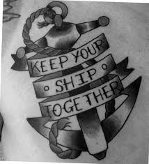 Black ink anchor with chain and banner tattoo on left front shoulder. Together Cross Anchor Tattoo Design Scrapbook