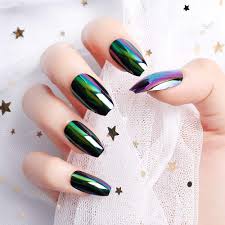 From squoval to stiletto, coffin to almond, we've explained every single acrylic trend, shape and style in our beginner's guide. Amazon Com 24pcs 12 Different Size Coffin Green Magic Mirror Reflection Medium Length Full Cover False Nails With Design Green Beauty