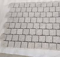 SH STONE Natural Stone Grey G603 Granite Cube Brick Pattern Flamed Surface  Paving Stone Mesh Paver Mats Cobblestone for Driveway